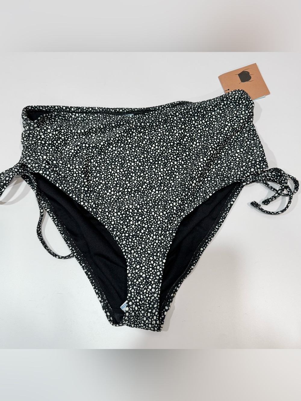 Shade & Shore Black and White Speckle High-Waist full seat coverage Swim Bottom